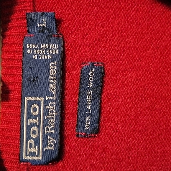Men's L 100% lambs Wool Red Sweater Vest by Polo by Ralph Lauren! - Picture 4 of 5